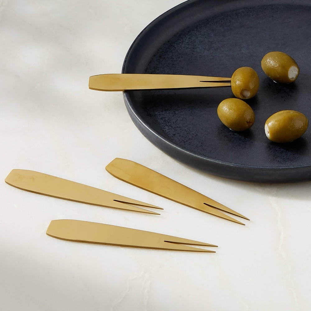 Cb2 piton gold cocktail forks set of 4